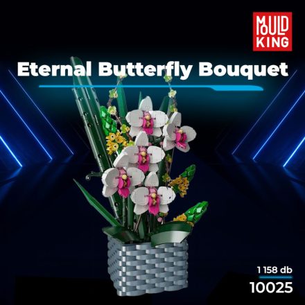 Mould King 10025 Eternal Butterfly Bouquet virágcsokor modell, 1158 db-os készlet, állítható elrendezéssel