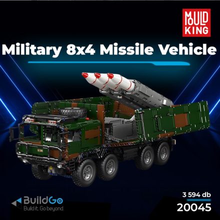 Mould King 20045 8x4 rakétás teherautó építőkészlet, 3594 db-os készlet, távirányítós és motoros funkciókkal