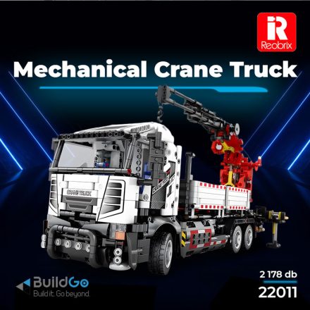 Reobrix 22011 többfunkciós darus teherautó építőkészlet, 2178 db-os készlet, távirányítós és motoros funkciókkal