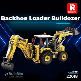   Reobrix 22018 kotró-rakodó munkagép technikai modell építőkészlet 2231 db-os készlet, kombinált markoló és bulldózer kialakítással