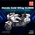Mould King 23001 Gold Wing GL1800 technikai motorkerékpár modell, 1328 db-os készlet, működő kormányzással