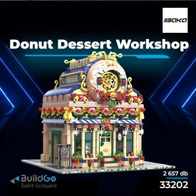   BaKa 33202 Donut Dessert Workshop moduláris épület építőkocka készlet 2657 db-os készlet, részletgazdag cukrászda modell