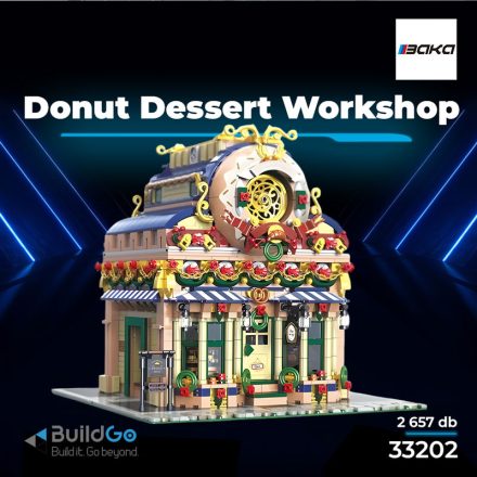 BaKa 33202 Donut Dessert Workshop moduláris épület építőkocka készlet 2657 db-os készlet, részletgazdag cukrászda modell