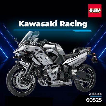 GULY 60525 Kawasaki Racing Motorcycle technikai modell, 2156 db-os készlet, statikus kivitel