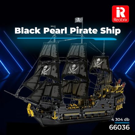Reobrix 66036 Black Pearl kalózhajó 4304 db-os készlet, részletgazdag kiállítható modell